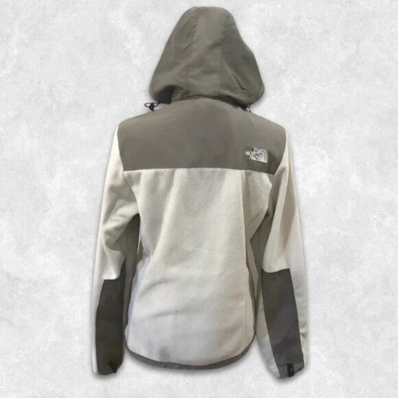 The North Face Polartec Hooded Fleece Jacket Full Front Zip Cream & Taupe Small - Picture 3 of 15